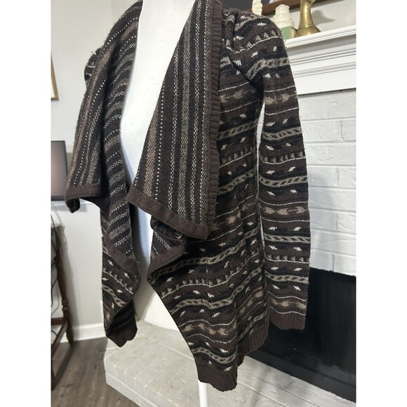 Alice + Olivia Sweater Womens XS Brown Wool Blend Crochet Knit Cardigan Aztec - Picture 3 of 6